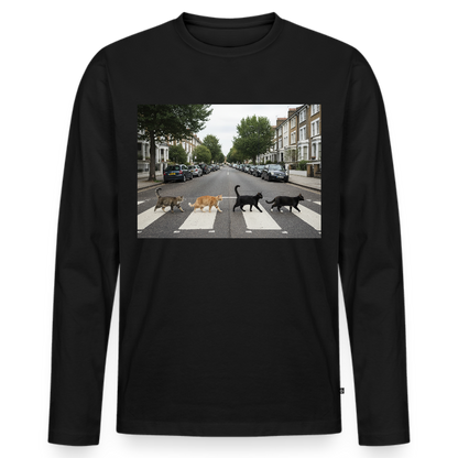 The Purrfect Crossing – Wir waren vor der Band da | Männer Premium Bio Langarmshirt - Schwarz