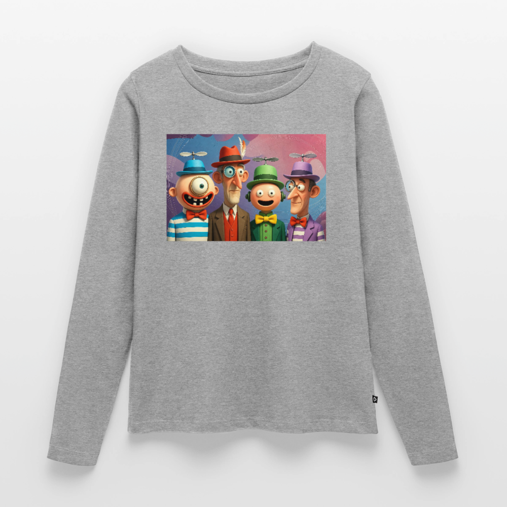 Gedankenkreise auf Hochtouren | Frauen Premium Bio Langarmshirt - Grau meliert