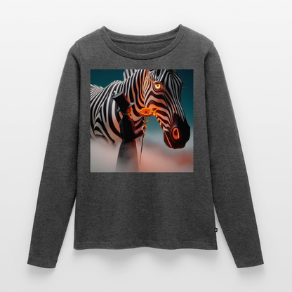 Blumen für ein Zebra | Frauen Premium Bio Langarmshirt - Anthrazit meliert