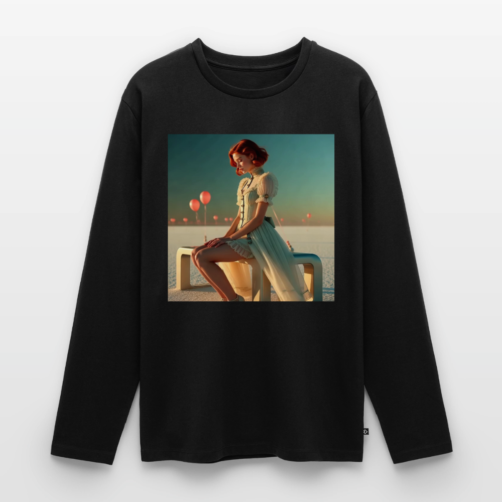 Leise Gedanken bei lauter Farben | Männer Premium Bio Langarmshirt - Schwarz