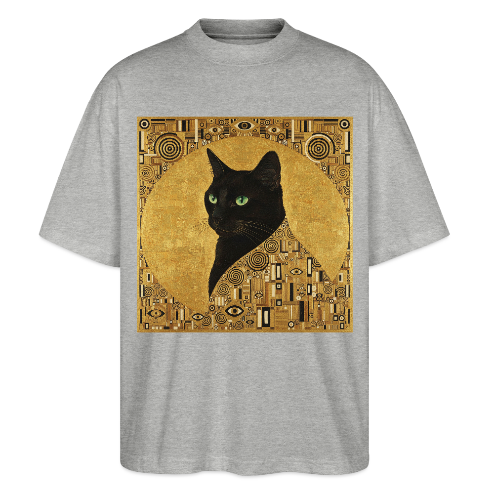 Adele… aber sie schnurrt – Goldene Katze à la Klimt | Stanley/Stella Oversized Unisex Bio T-Shirt Blaster - Grau meliert