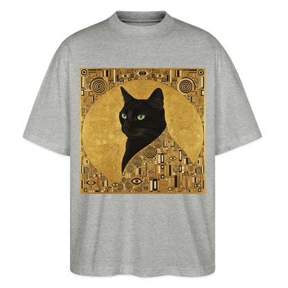 Adele… aber sie schnurrt – Goldene Katze à la Klimt | Stanley/Stella Oversized Unisex Bio T-Shirt Blaster - Grau meliert