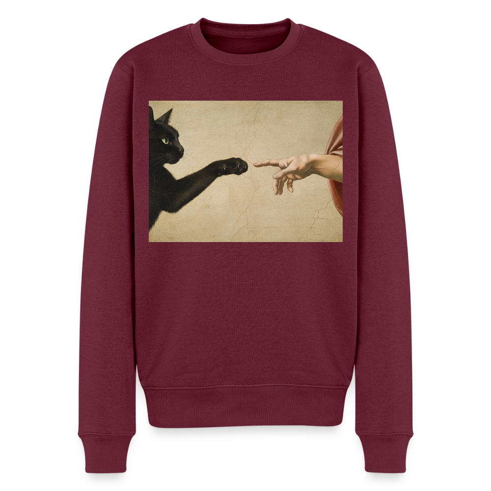 Die Erschaffung Adams… aber die Katze war schneller |  Männer Premium Pullover - Burgunderrot