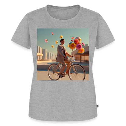 Fahrt ins Ungewisse (mit Blumen) | Frauen Premium T-Shirt - Grau meliert