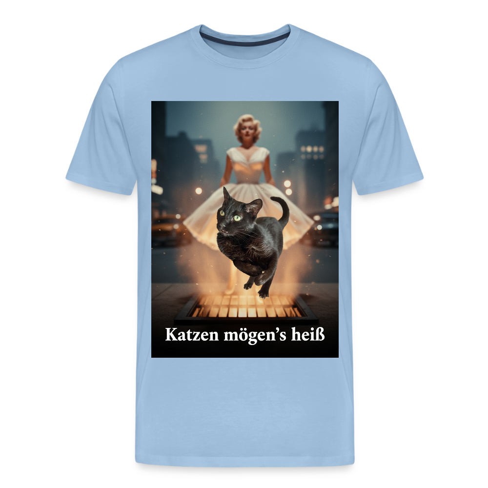 Katzen mögen’s heiß | Männer Premium T-Shirt - Sky