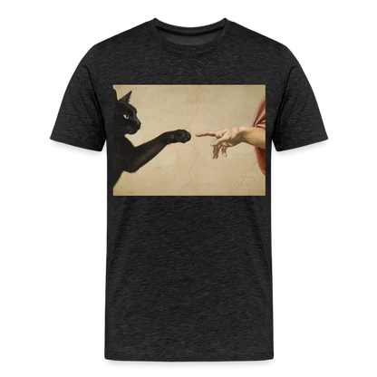 Die Erschaffung Adams… aber die Katze war schneller | Männer Premium T-Shirt - Anthrazit