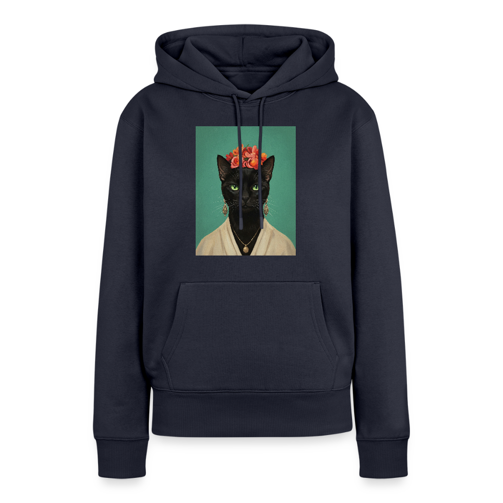 Frida Katze – Künstlerisches Katzenporträt |  Frauen Premium Hoodie - Navy