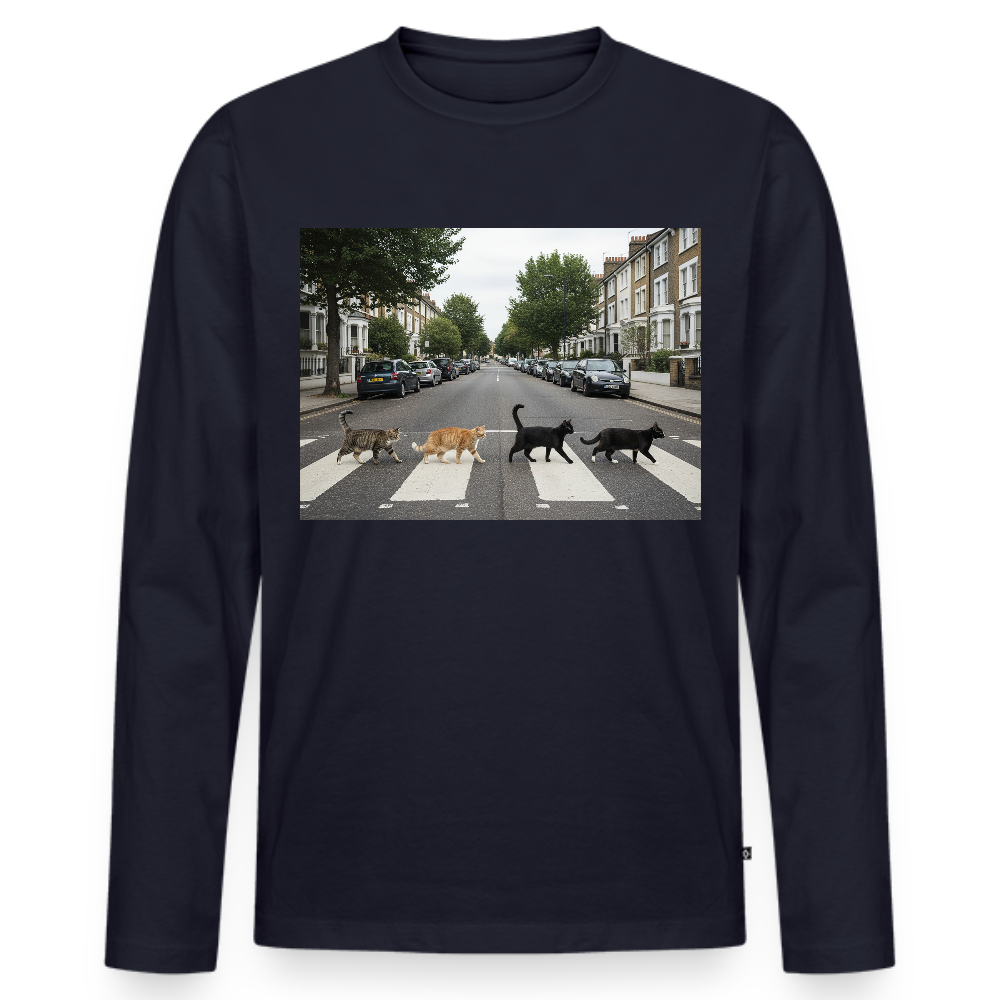 The Purrfect Crossing – Wir waren vor der Band da | Männer Premium Bio Langarmshirt - Navy