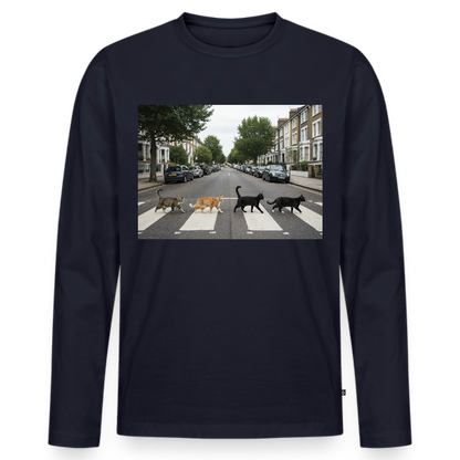 The Purrfect Crossing – Wir waren vor der Band da | Männer Premium Bio Langarmshirt - Navy