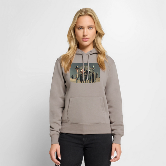 Pünktlich zu spät – Die seltsame Gesellschaft | Frauen Premium Hoodie - Taupe
