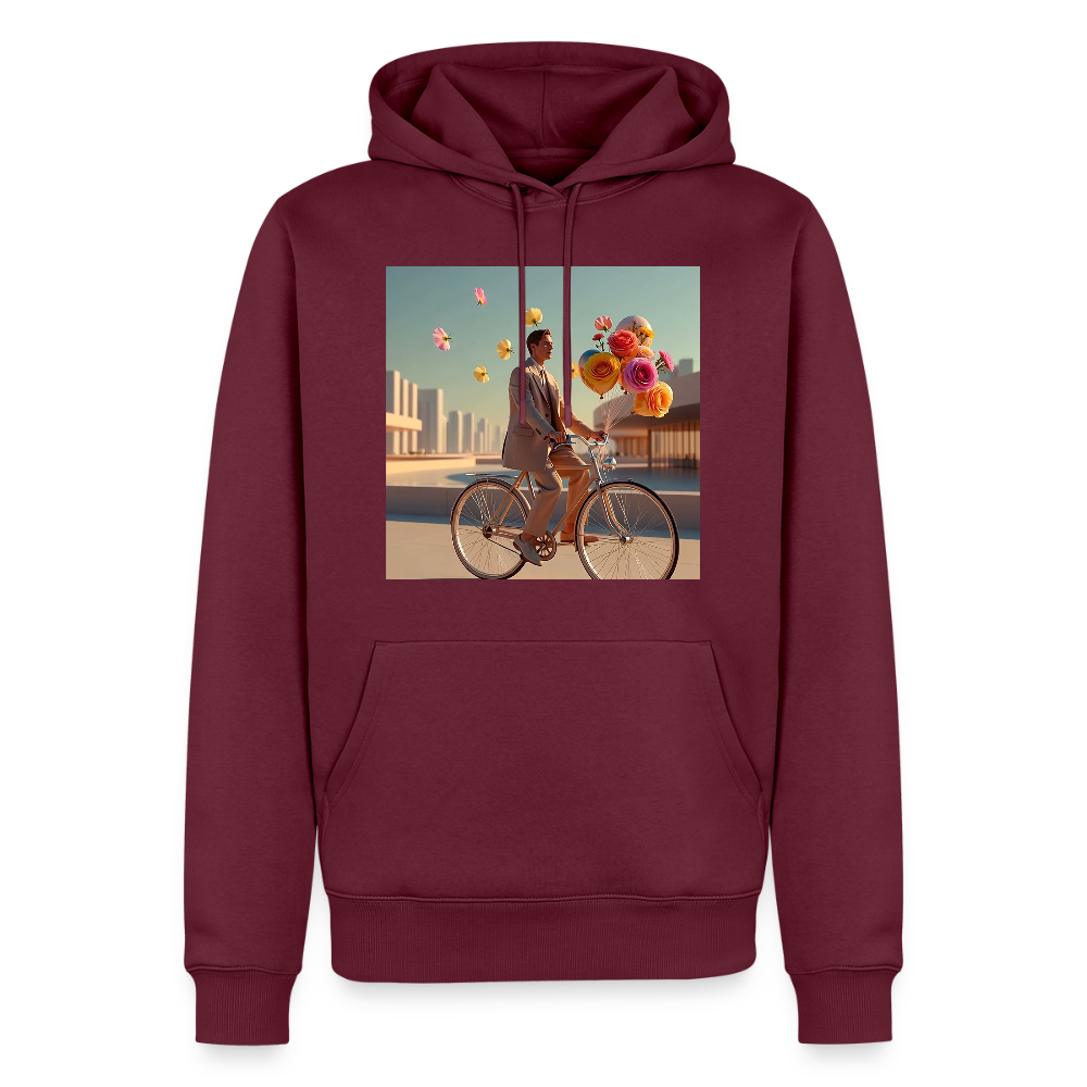 Fahrt ins Ungewisse (mit Blumen) | Männer Premium Hoodie - Burgunderrot