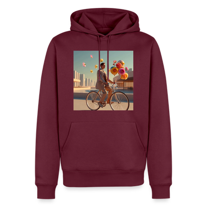 Fahrt ins Ungewisse (mit Blumen) | Männer Premium Hoodie - Burgunderrot