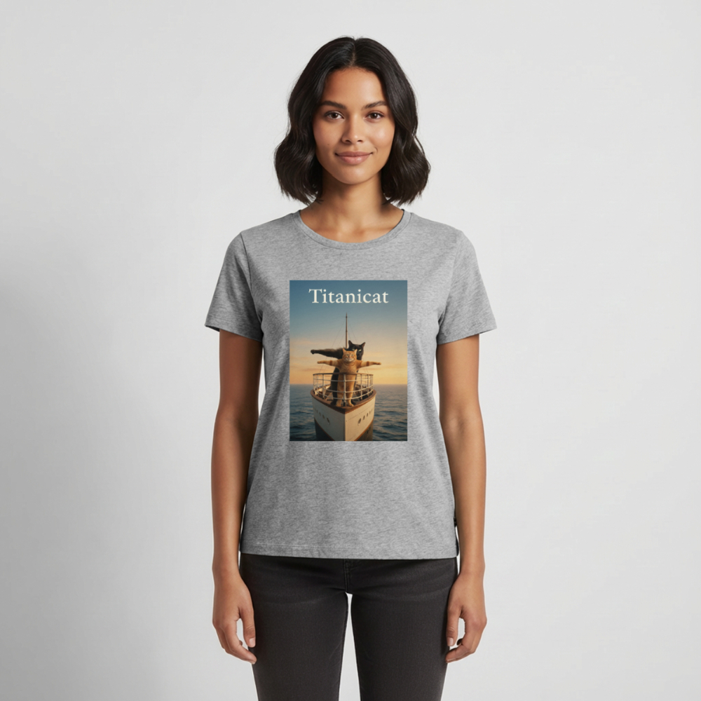 Titanicat – Ich bin der König der Kratzbäume | Frauen Premium T-Shirt - Grau meliert
