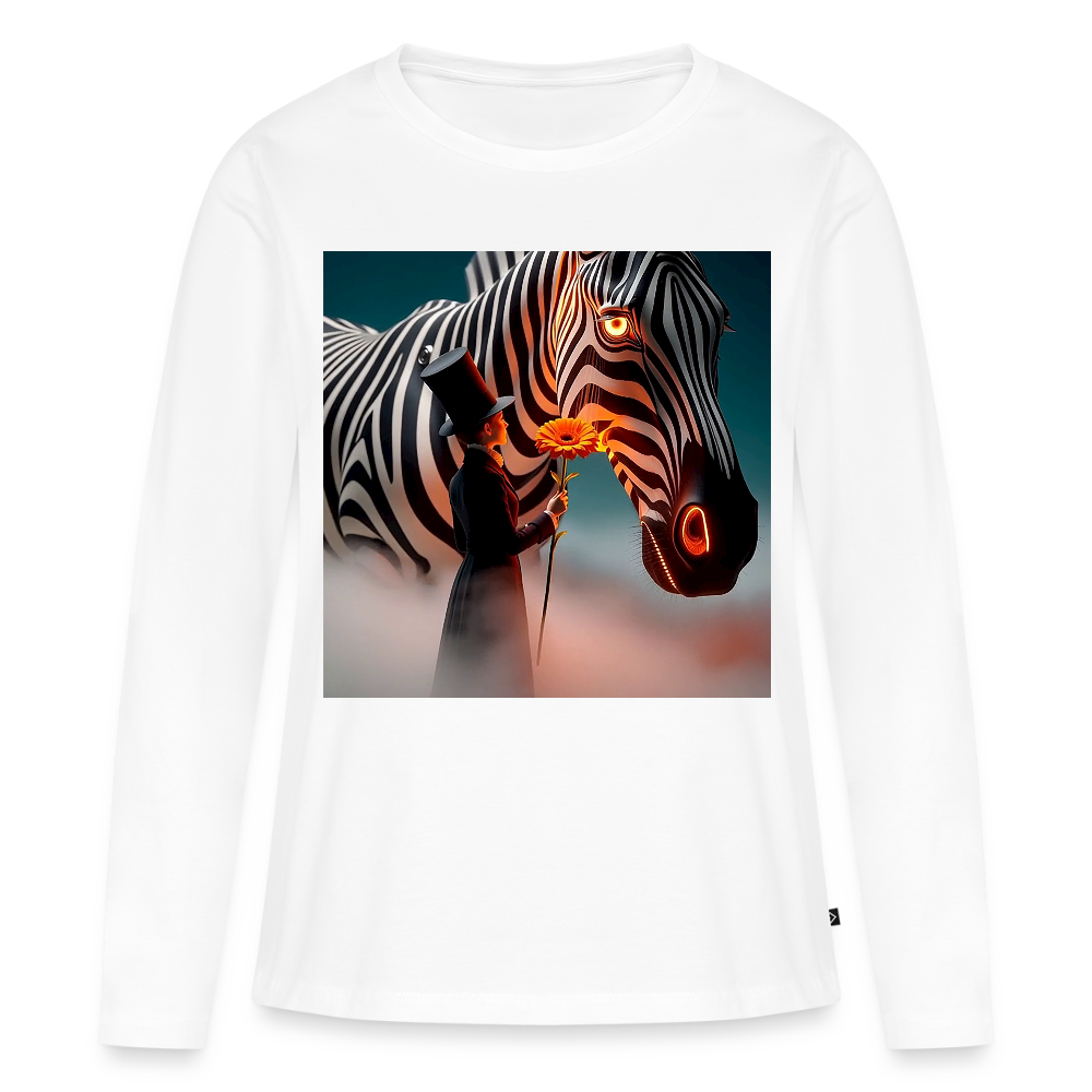 Blumen für ein Zebra | Frauen Premium Bio Langarmshirt - Weiß