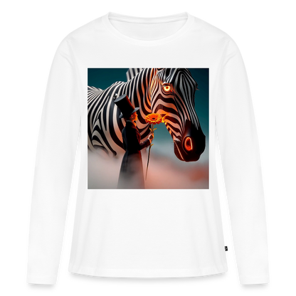 Blumen für ein Zebra | Frauen Premium Bio Langarmshirt - Weiß