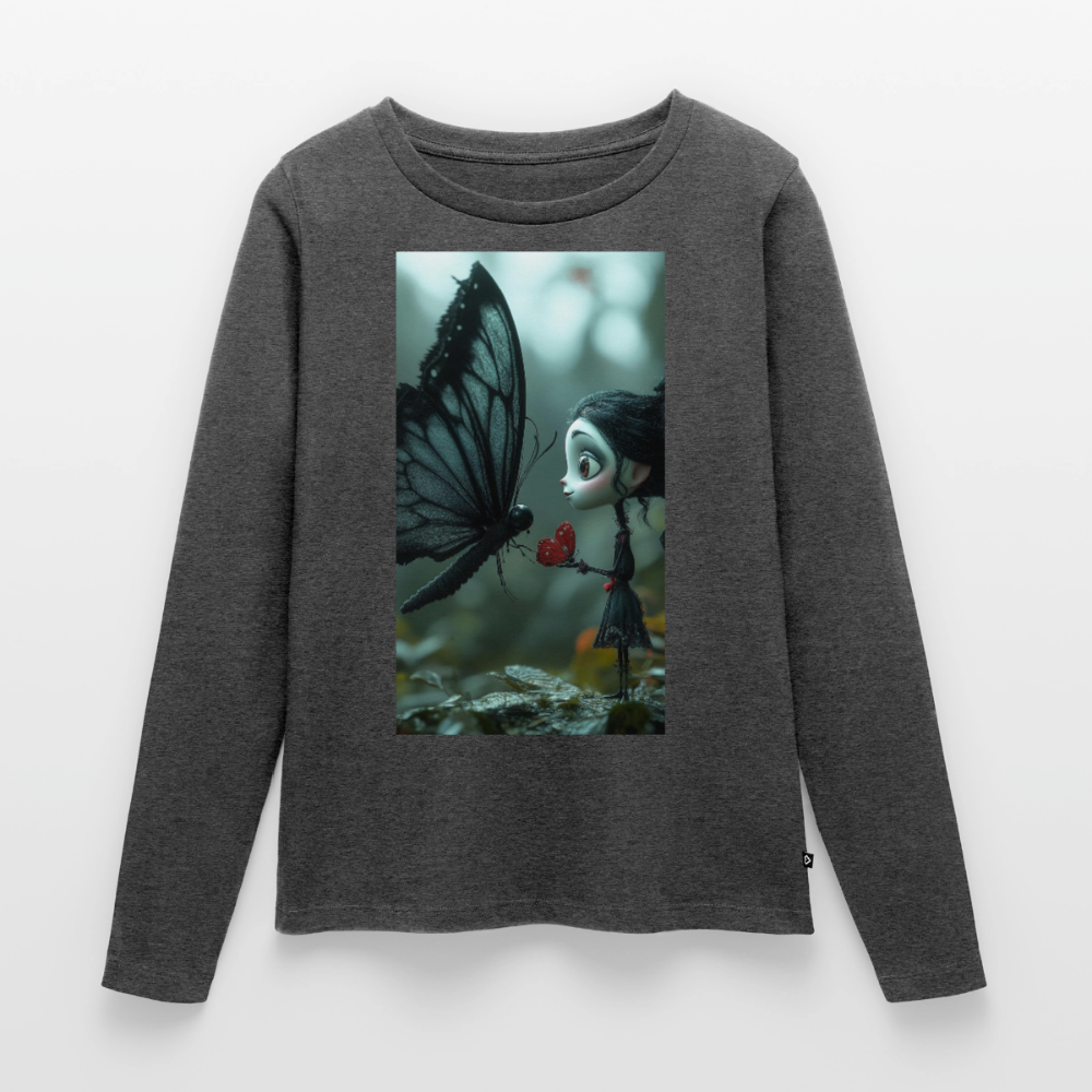 Mut für einen Moment | Frauen Premium Bio Langarmshirt - Anthrazit meliert