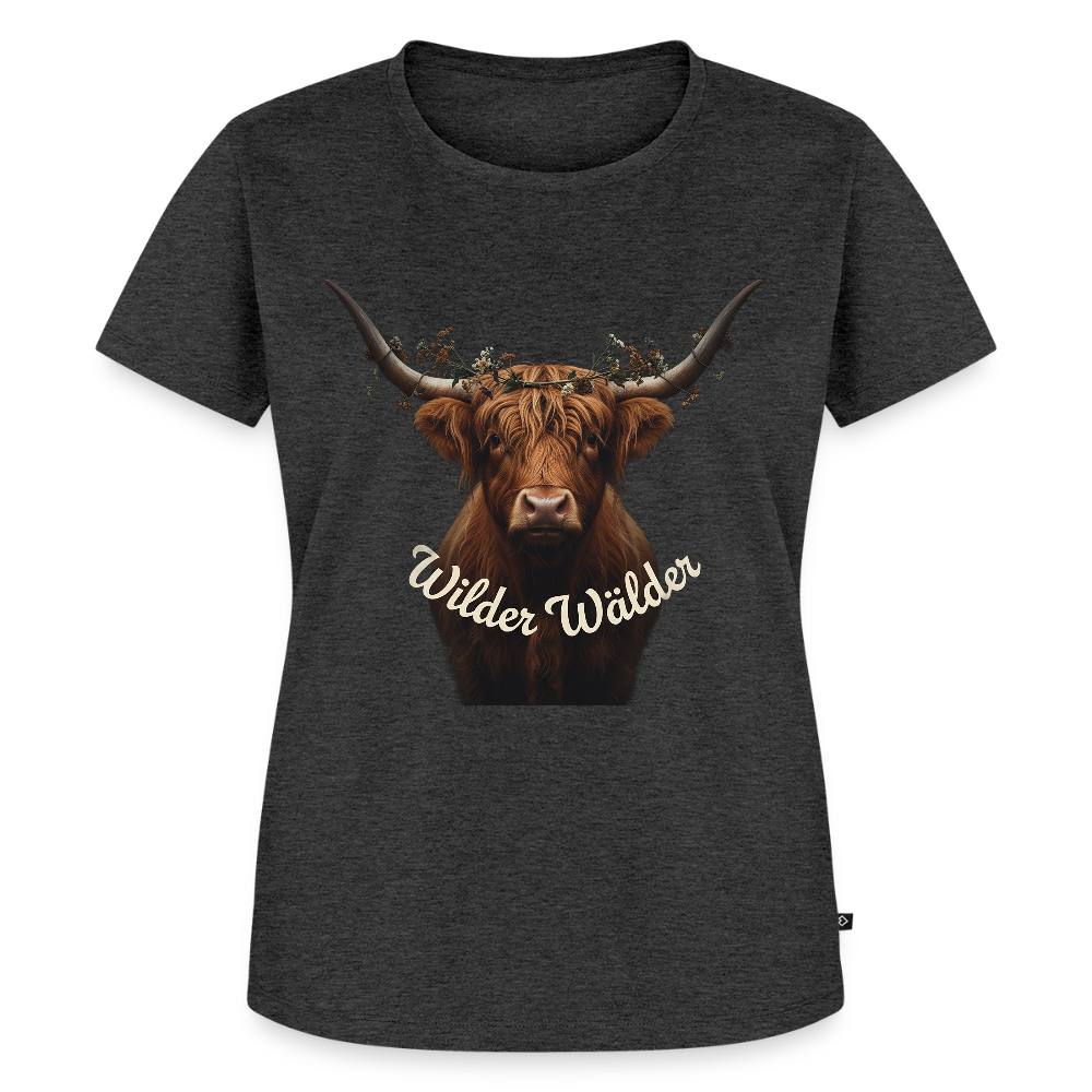 Wilder Wälder – Schwarzwald Highland Rind | Frauen Premium T-Shirt - Anthrazit meliert