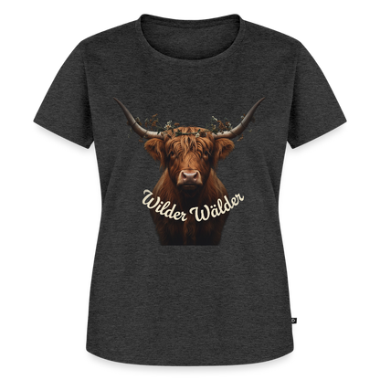 Wilder Wälder – Schwarzwald Highland Rind | Frauen Premium T-Shirt - Anthrazit meliert