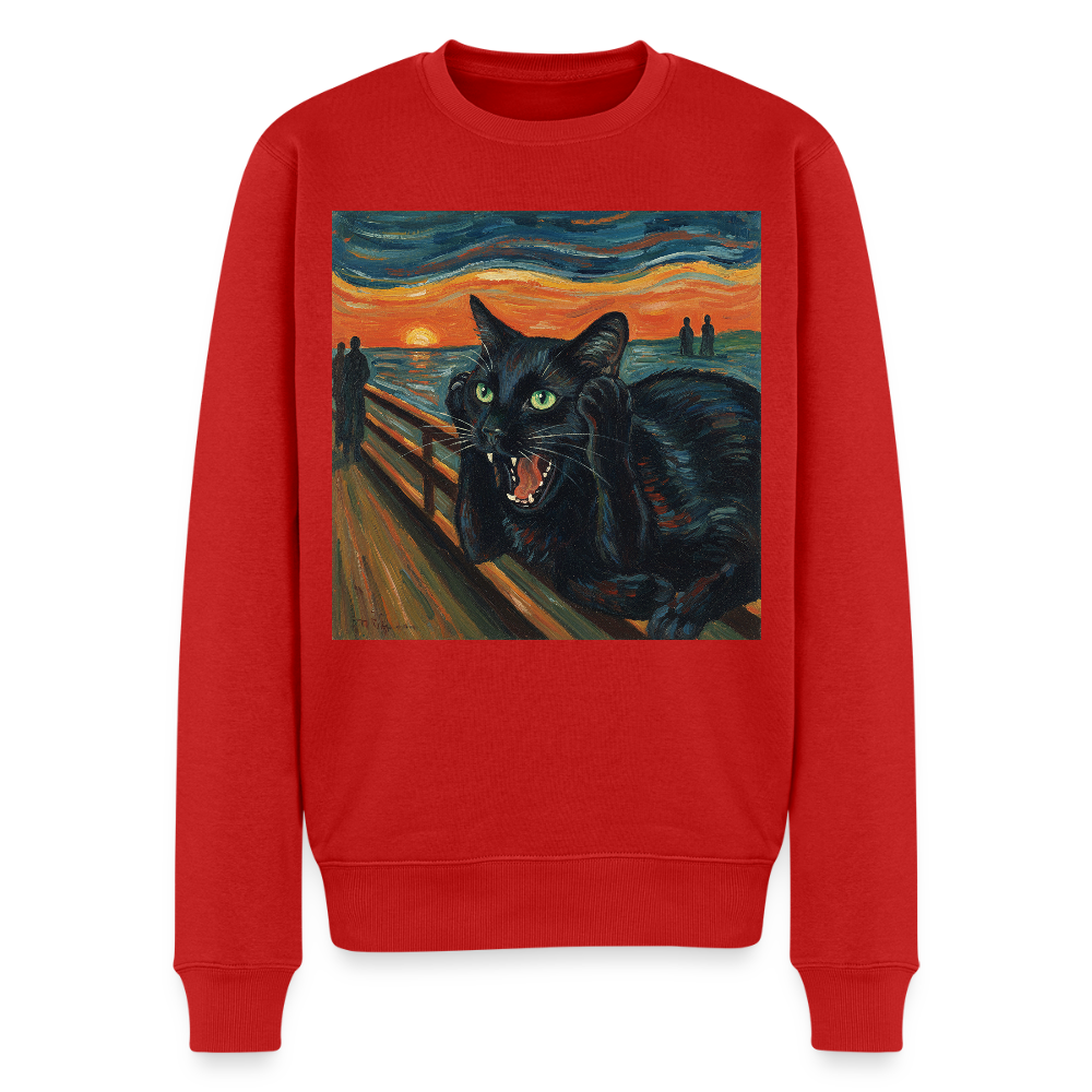 Der Schrei… aber die Katze hat’s zuerst gemerkt |  Männer Premium Pullover - Rot