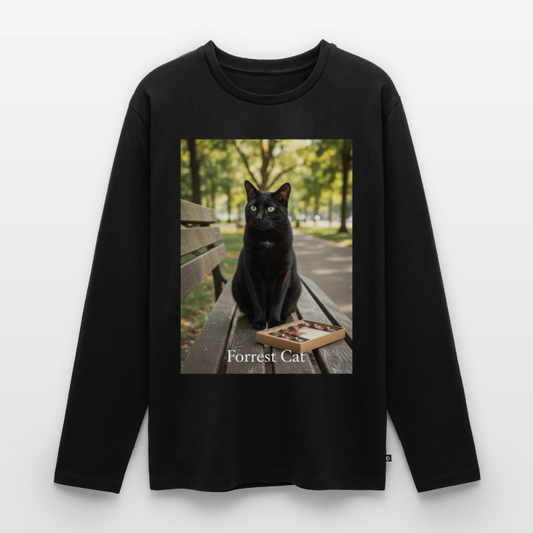 Forrest Cat – Krümel wartet | Männer Premium Bio Langarmshirt - Schwarz