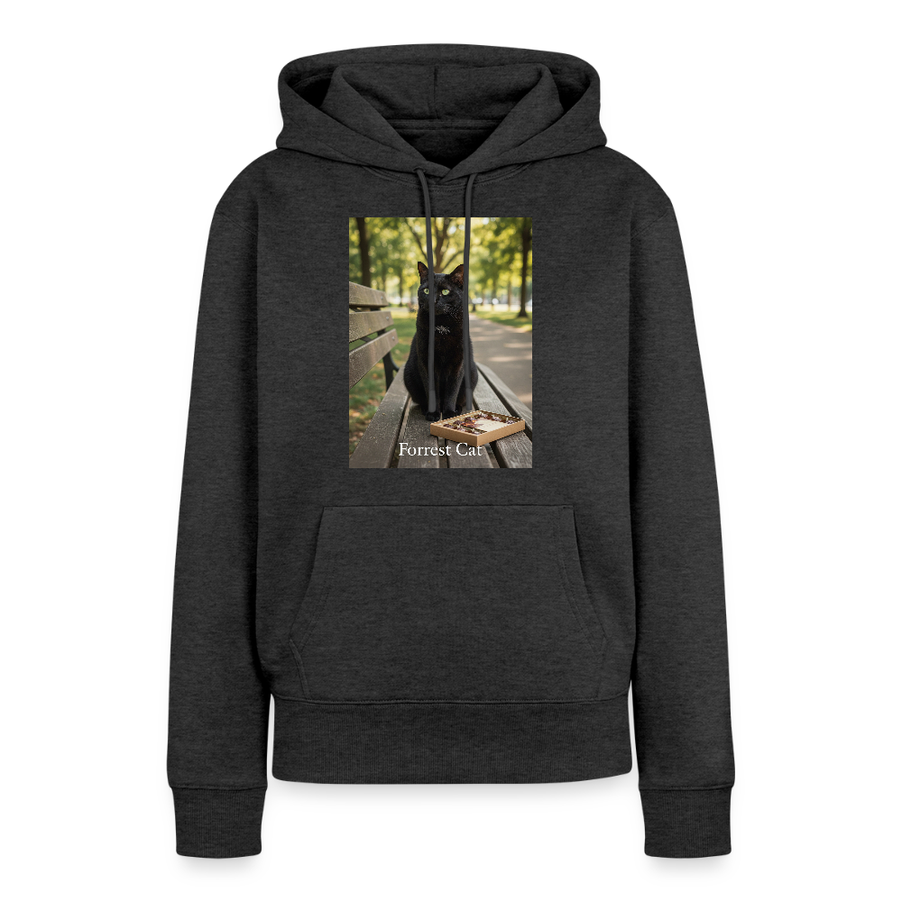 Forrest Cat – Krümel wartet | Frauen Premium Hoodie - Anthrazit meliert