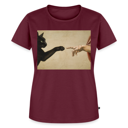 Die Erschaffung Adams… aber die Katze war schneller | Frauen Premium T-Shirt - Burgunderrot