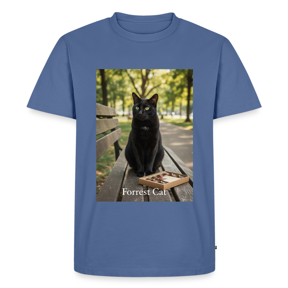 Forrest Cat – Krümel wartet | Männer Premium T-Shirt - Taubenblau