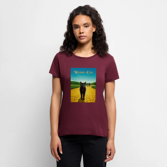 Wizard of Cats – Der gelbe Weg gehört Krümel | Frauen Premium T-Shirt - Burgunderrot