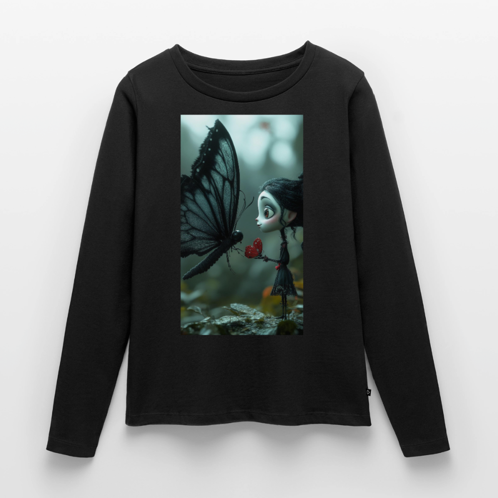 Mut für einen Moment | Frauen Premium Bio Langarmshirt - Schwarz