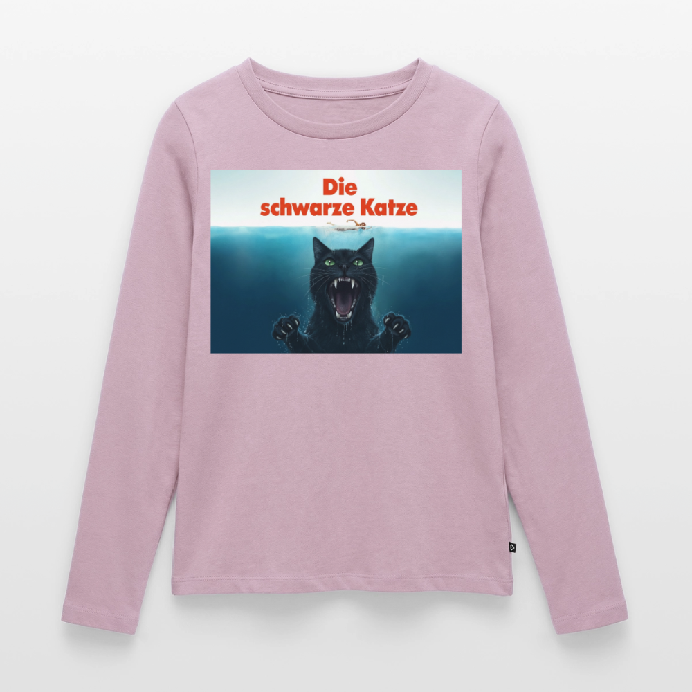Die schwarze Katze – Krümel taucht auf | Frauen Premium Bio Langarmshirt - Altrosa