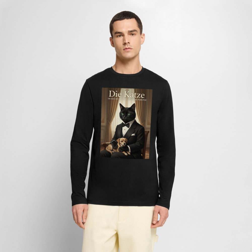 Die Katze – Krümel regelt das | Männer Premium Bio Langarmshirt - Schwarz