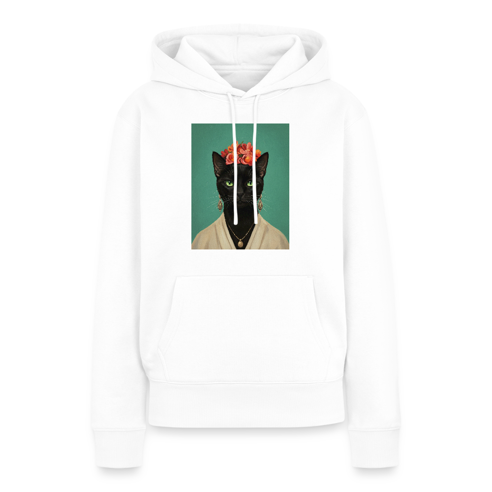 Frida Katze – Künstlerisches Katzenporträt |  Frauen Premium Hoodie - Weiß