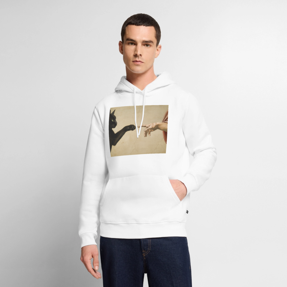 Die Erschaffung Adams… aber die Katze war schneller | Männer Premium Hoodie - Weiß