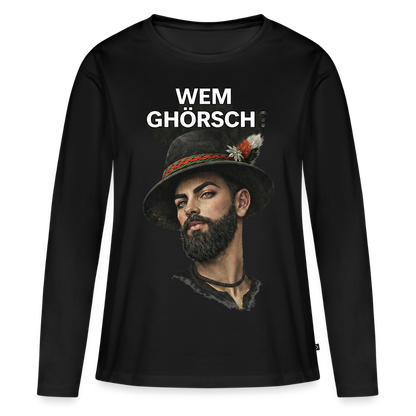 Wem ghörsch? – Alemannische Klärung | Frauen Premium Bio Langarmshirt - Schwarz