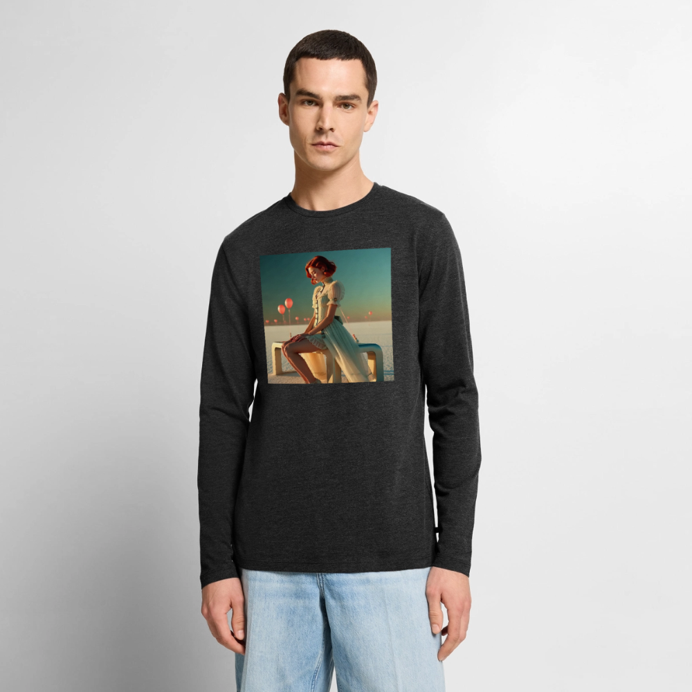 Leise Gedanken bei lauter Farben | Männer Premium Bio Langarmshirt - Anthrazit meliert