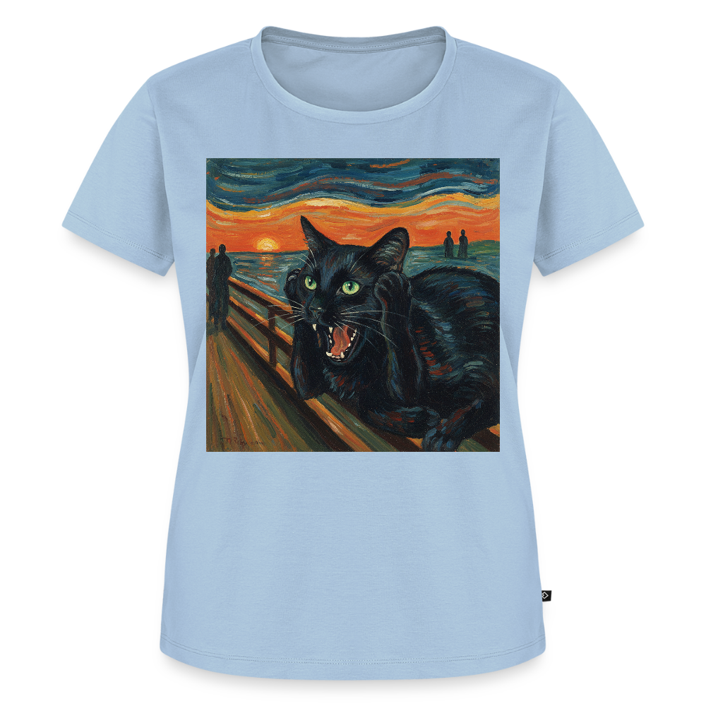 Der Schrei… aber die Katze hat’s zuerst gemerkt | Frauen Premium T-Shirt - Hellblau