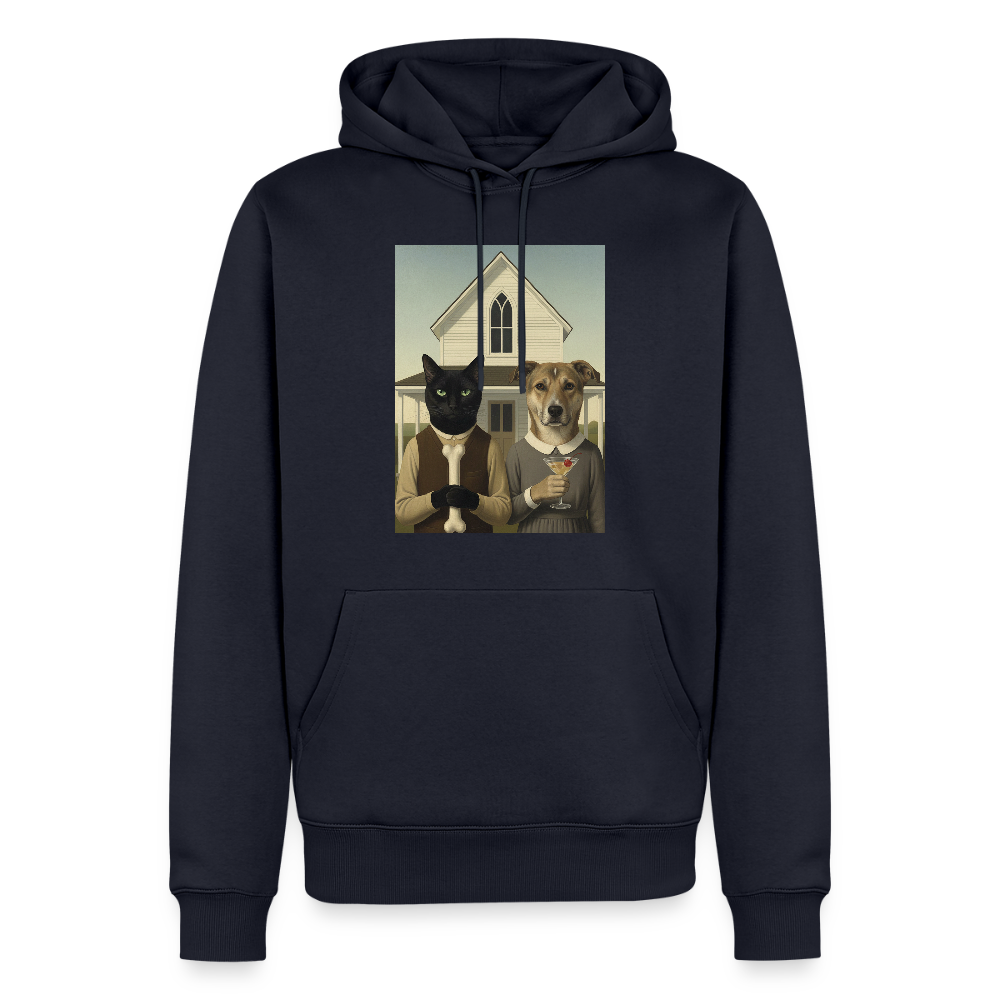 American Gothic… aber mit Katze und Hund | Männer Premium Hoodie - Navy