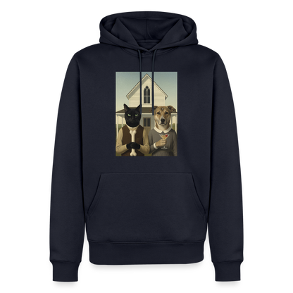 American Gothic… aber mit Katze und Hund | Männer Premium Hoodie - Navy