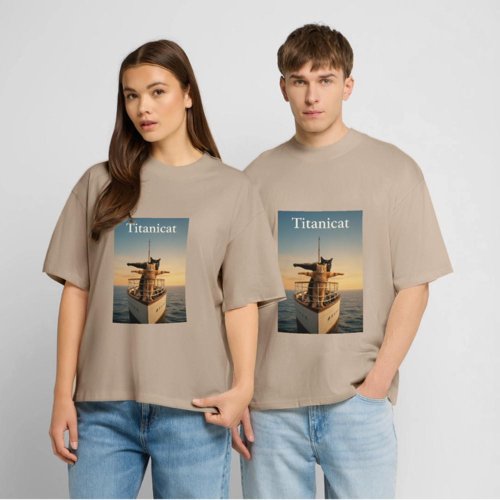 Titanicat – Ich bin der König der Kratzbäume | Stanley/Stella Oversized Unisex Bio T-Shirt Blaster - Steingrau