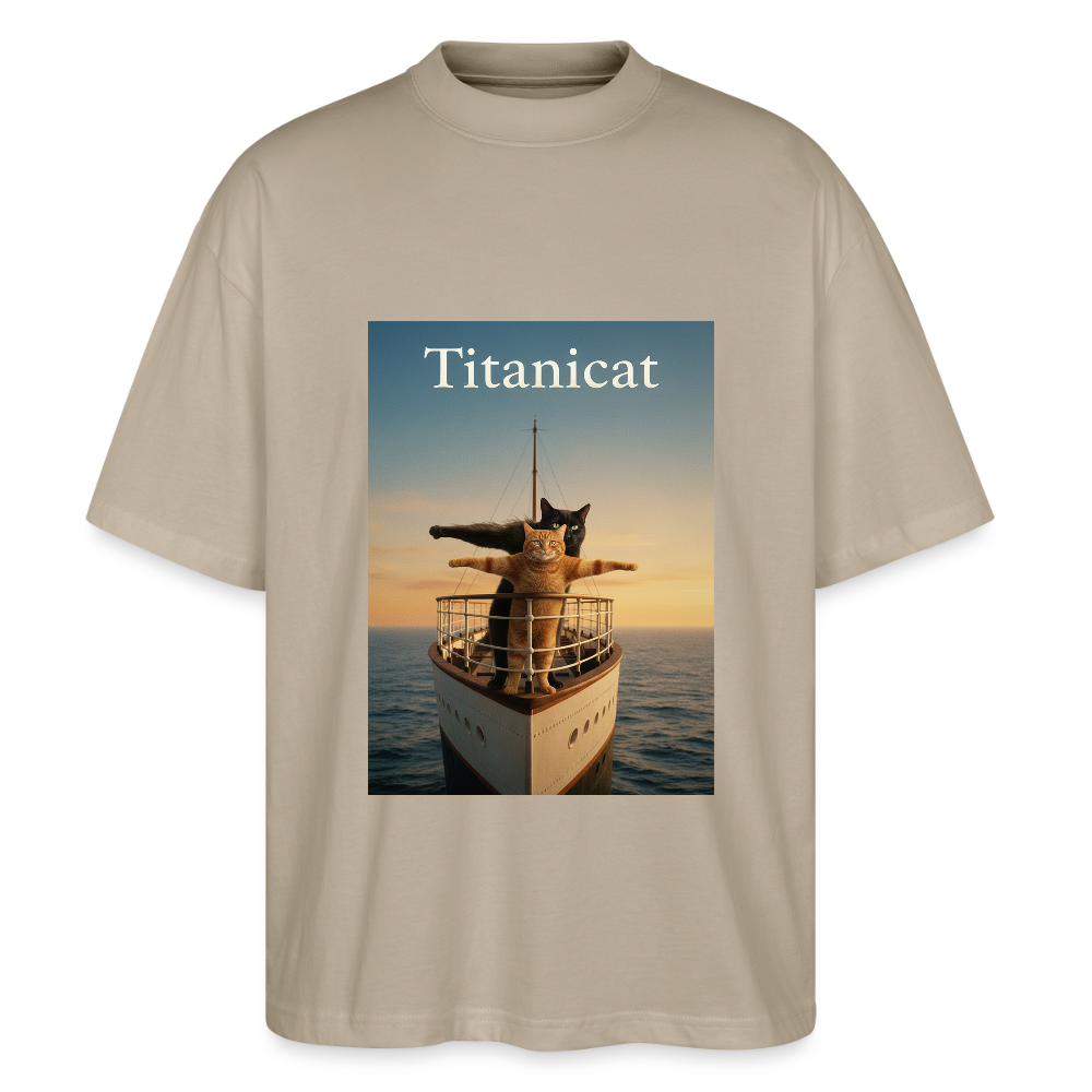 Titanicat – Ich bin der König der Kratzbäume | Stanley/Stella Oversized Unisex Bio T-Shirt Blaster - Steingrau