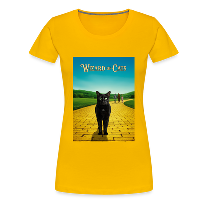 Wizard of Cats – Der gelbe Weg gehört Krümel | Frauen Premium T-Shirt - Sonnengelb