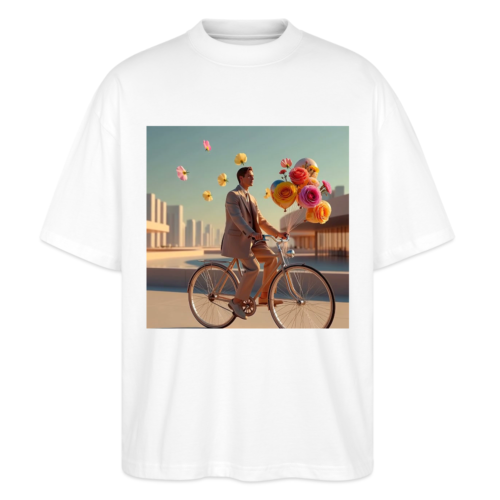 Fahrt ins Ungewisse (mit Blumen) | Stanley/Stella Oversized Unisex Bio T-Shirt Blaster - Weiß