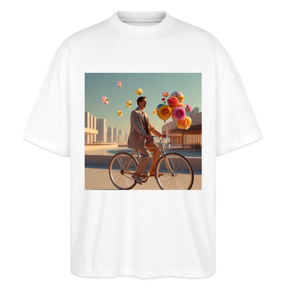 Fahrt ins Ungewisse (mit Blumen) | Stanley/Stella Oversized Unisex Bio T-Shirt Blaster - Weiß