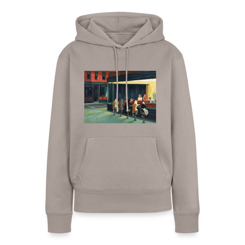 Wenn Hopper Katzen gemalt hätte | Frauen Premium Hoodie - Taupe