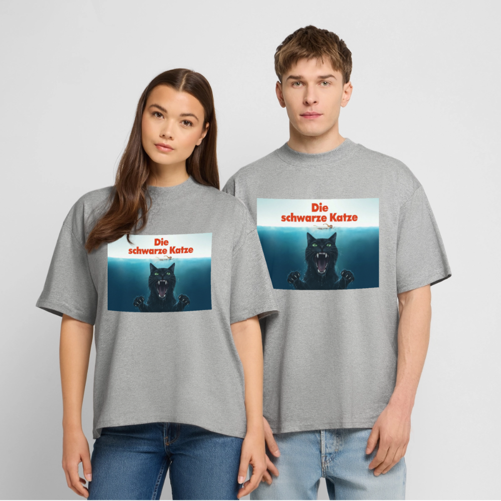 Die schwarze Katze – Krümel taucht auf  | Stanley/Stella Oversized Unisex Bio T-Shirt Blaster - Grau meliert