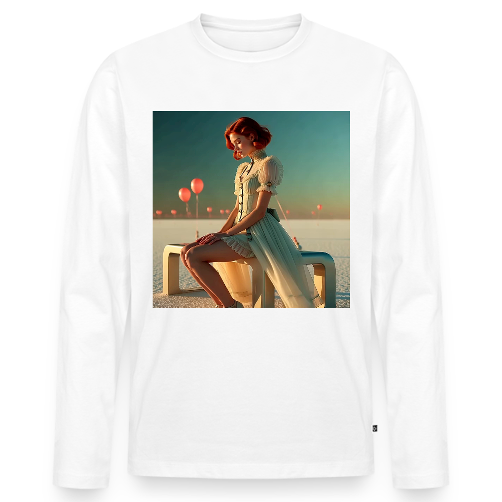 Leise Gedanken bei lauter Farben | Männer Premium Bio Langarmshirt - Weiß