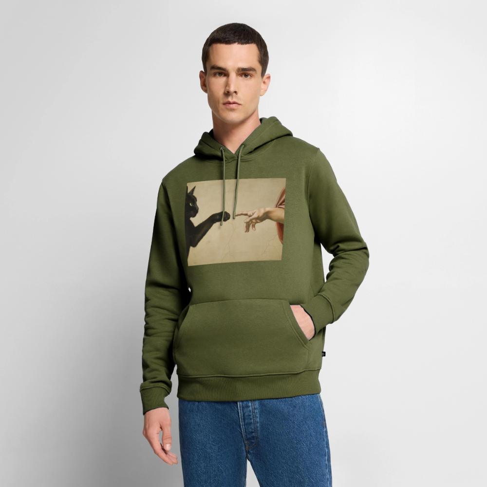 Die Erschaffung Adams… aber die Katze war schneller | Männer Premium Hoodie - Khaki