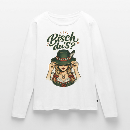 Bisch du’s? – Der Blick sagt alles | Frauen Premium Bio Langarmshirt - Weiß