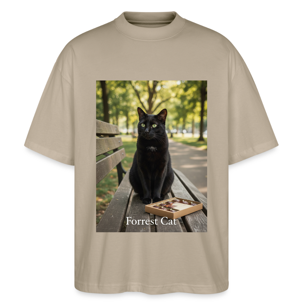 Forrest Cat – Krümel wartet | Stanley/Stella Oversized Unisex Bio T-Shirt Blaster - Steingrau
