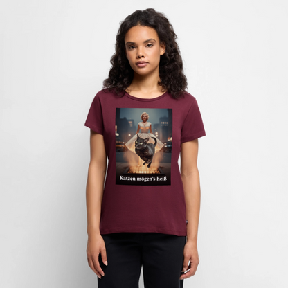 Katzen mögen’s heiß | Frauen Premium T-Shirt - Burgunderrot